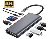 DAYTONA FC31 Macbook Uyumlu Type-C™ UBS-C to 3* USB 3.0 4K 1080p HD HDMI VGA RJ45 Pd Aux Sd Tf 10IN1 Çevirici Hub Adaptr - 1